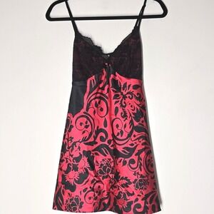 Y2K Satin Coquette Babydoll Slip Dress Lace Bust In Bloom Size L